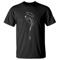 Virgin Mary T Shirt Minimalist Marian Catholic Holy Mother Cross - Wonder Print Shop