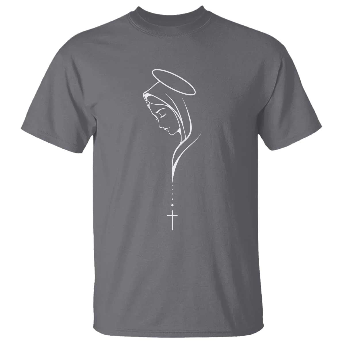 Virgin Mary T Shirt Minimalist Marian Catholic Holy Mother Cross - Wonder Print Shop
