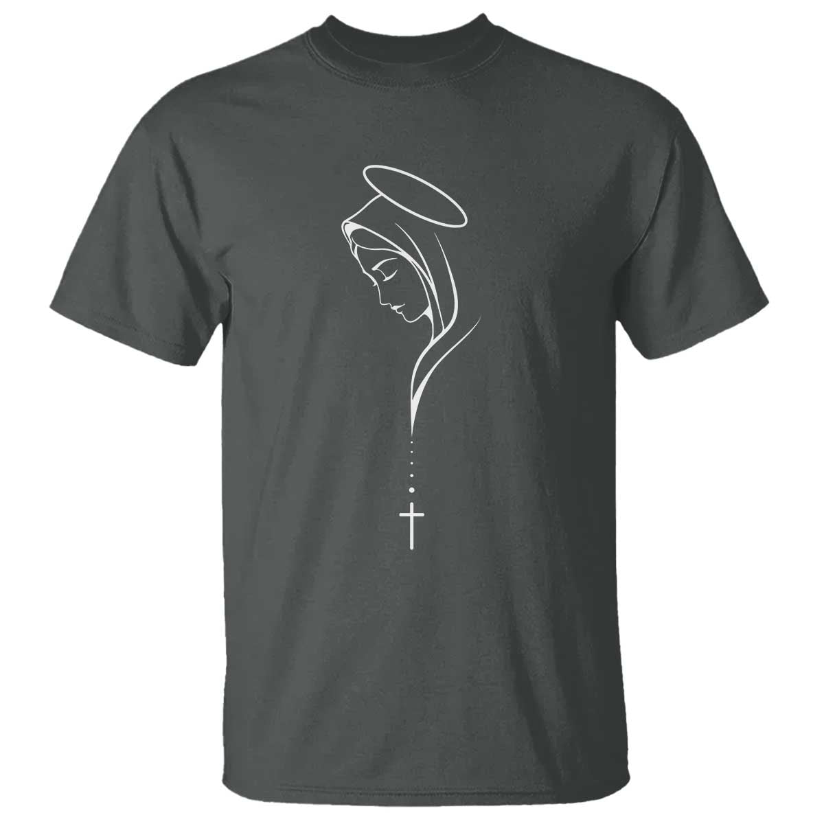 Virgin Mary T Shirt Minimalist Marian Catholic Holy Mother Cross - Wonder Print Shop