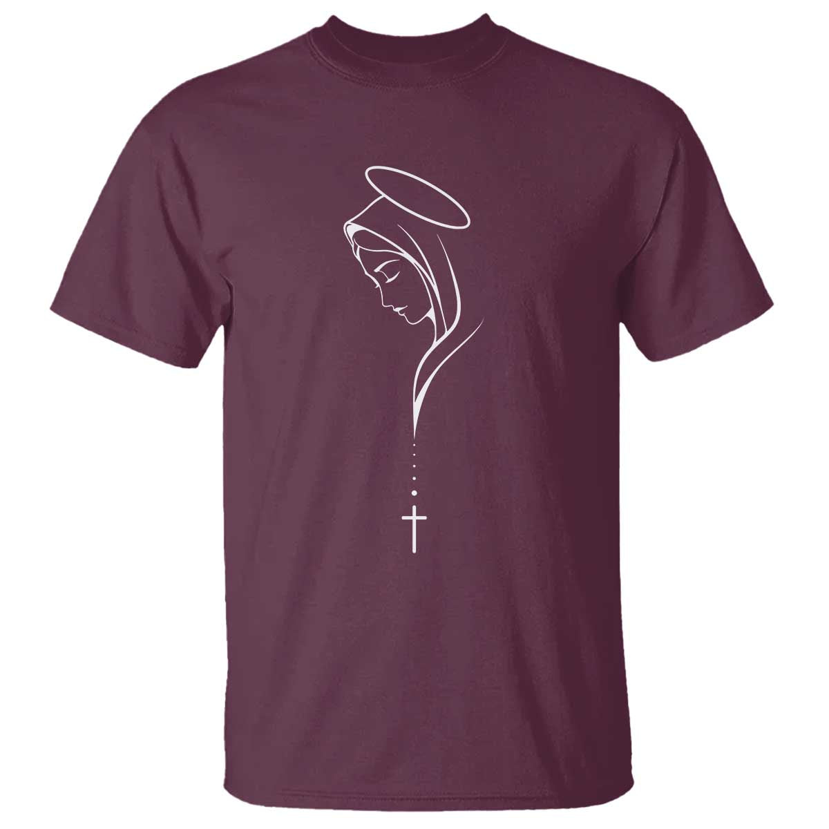 Virgin Mary T Shirt Minimalist Marian Catholic Holy Mother Cross - Wonder Print Shop