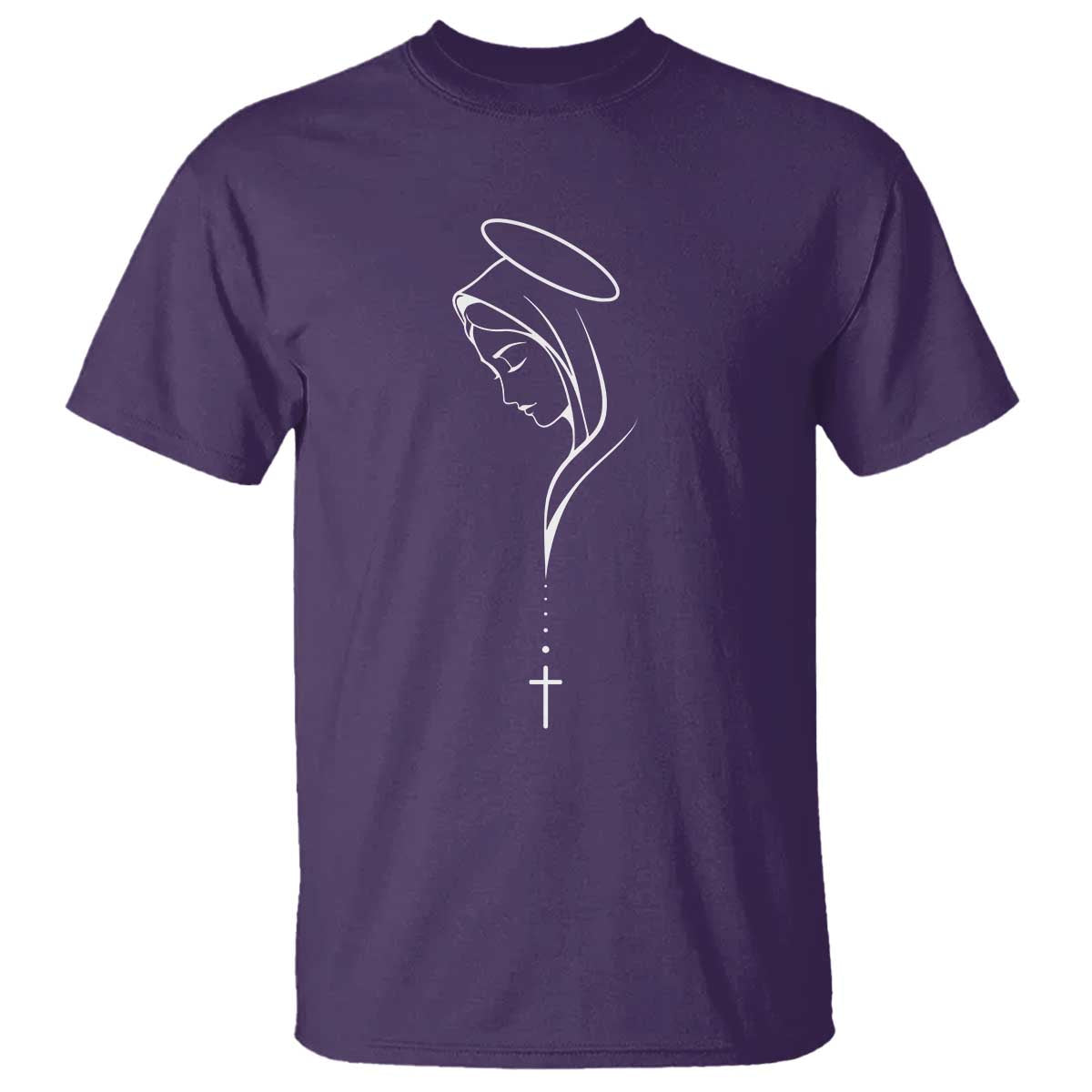 Virgin Mary T Shirt Minimalist Marian Catholic Holy Mother Cross - Wonder Print Shop