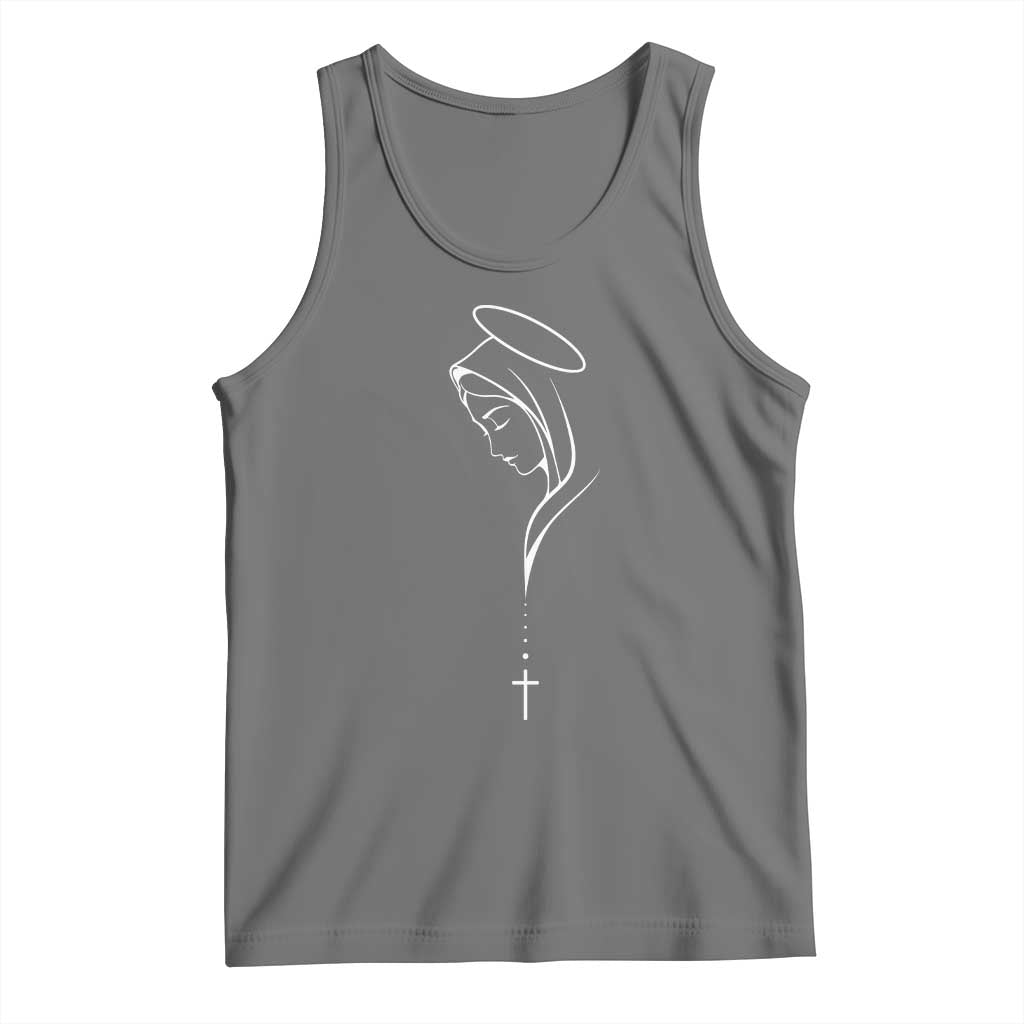 Virgin Mary Tank Top Minimalist Marian Catholic Holy Mother Cross - Wonder Print Shop
