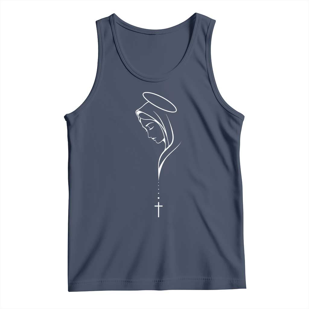 Virgin Mary Tank Top Minimalist Marian Catholic Holy Mother Cross - Wonder Print Shop