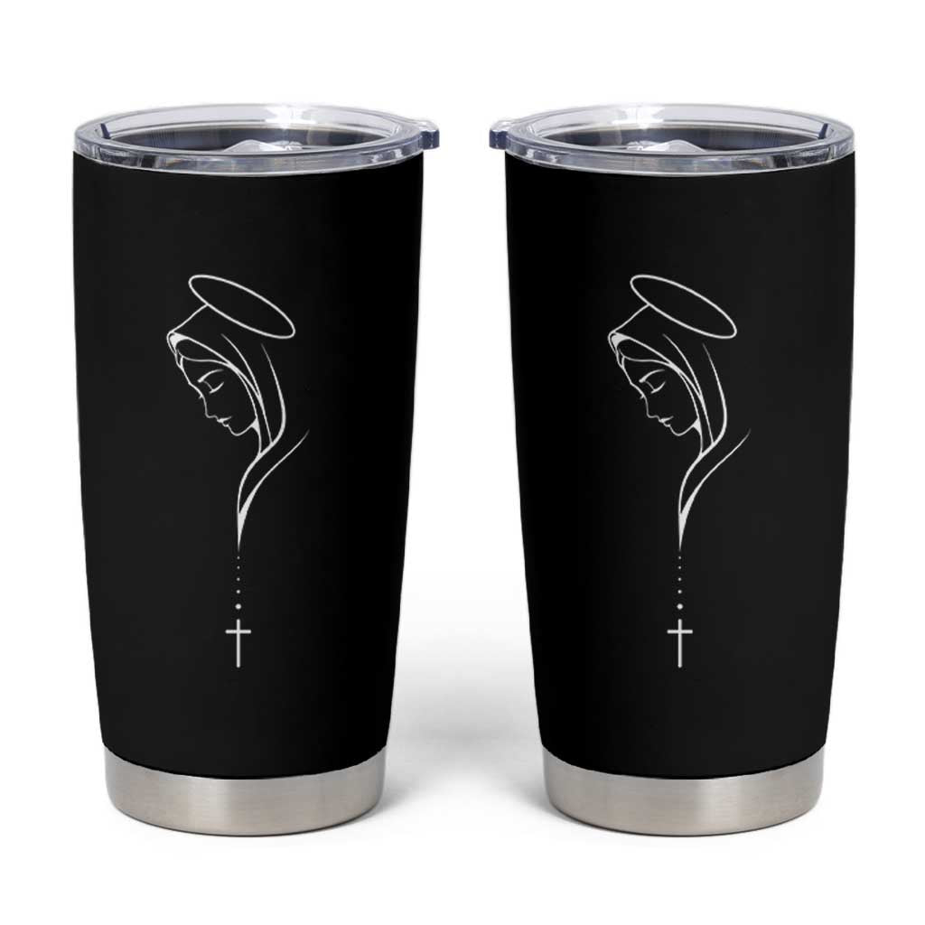 Virgin Mary Tumbler Cup Minimalist Marian Catholic Holy Mother Cross - Wonder Print Shop