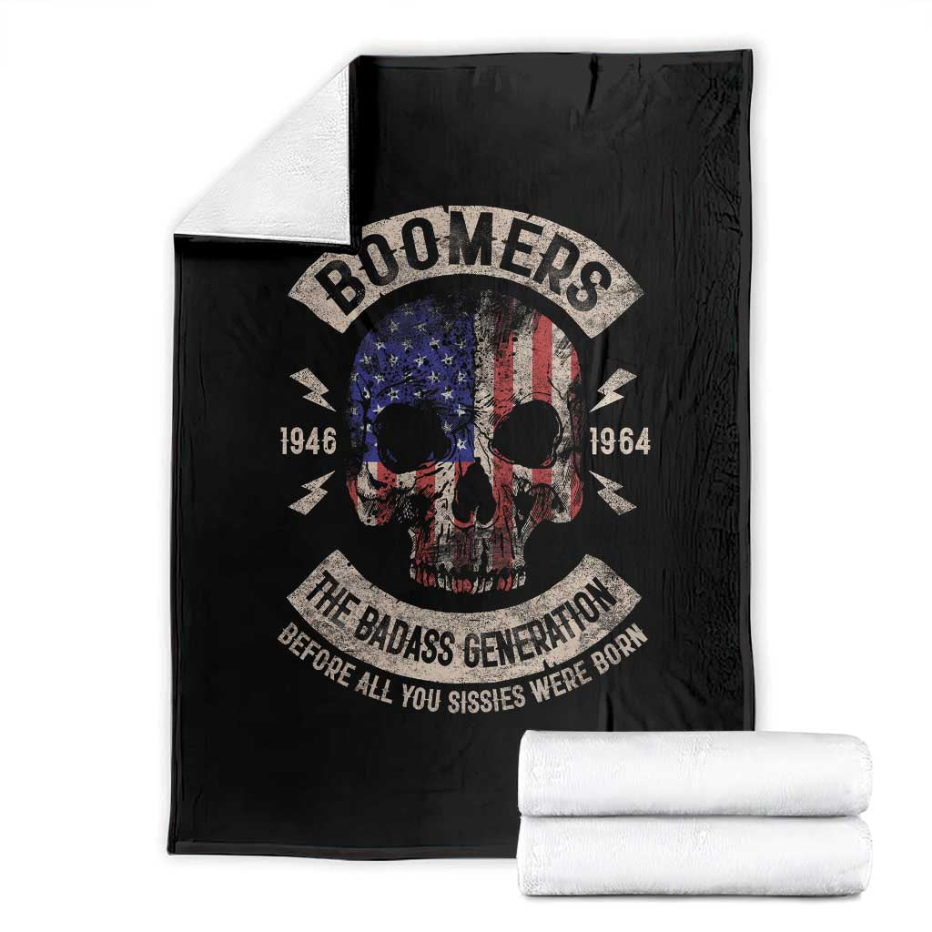 Boomers Generation Throw Blanket Before All You Sissie Were Born Skull USA Flag - Wonder Print Shop