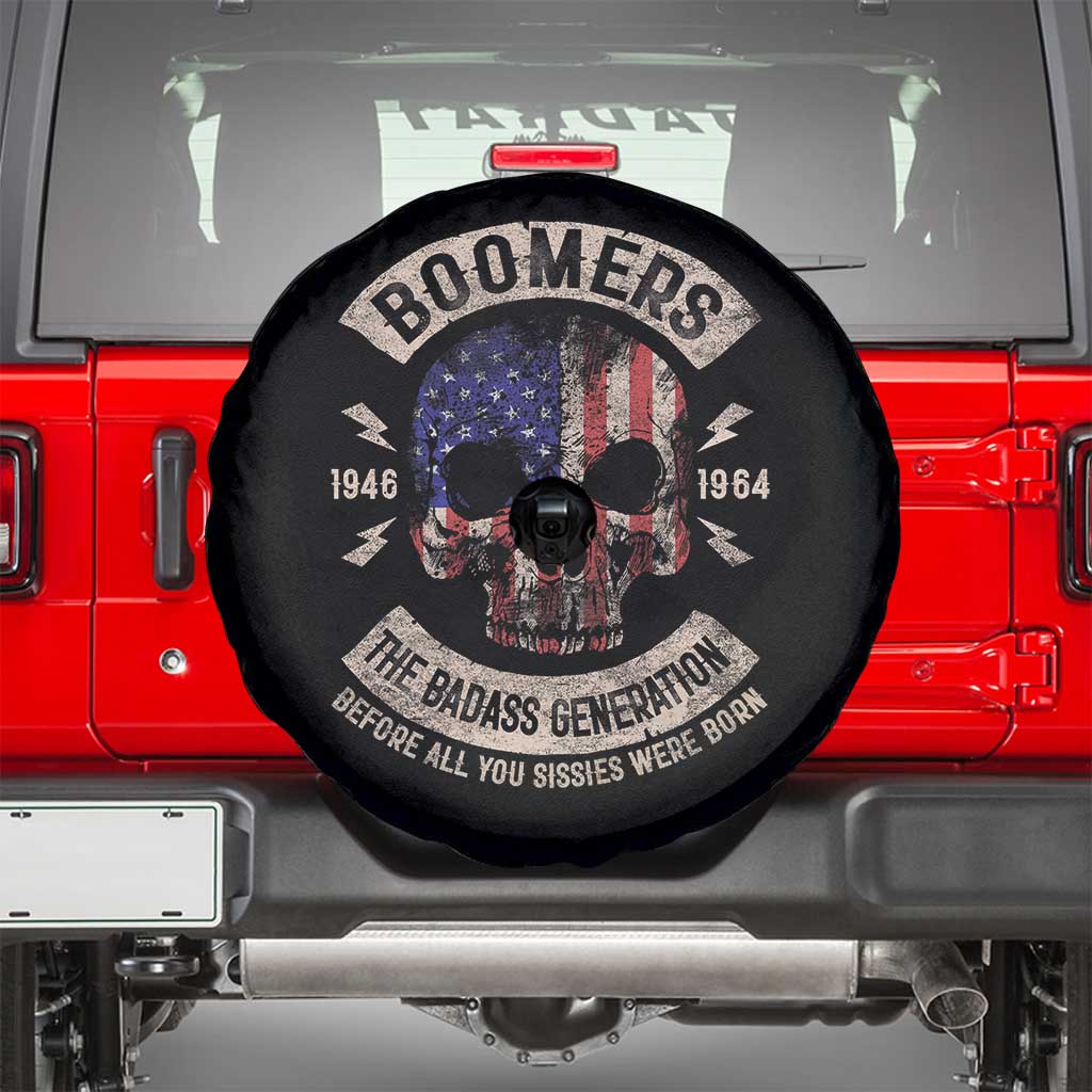 Boomers Generation Spare Tire Cover Before All You Sissie Were Born Skull USA Flag - Wonder Print Shop