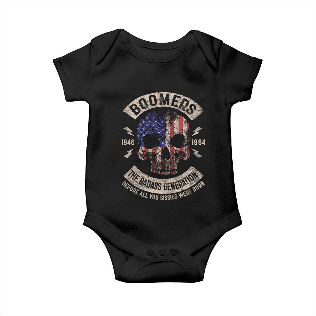 Boomers Generation Baby Onesie Before All You Sissie Were Born Skull USA Flag - Wonder Print Shop