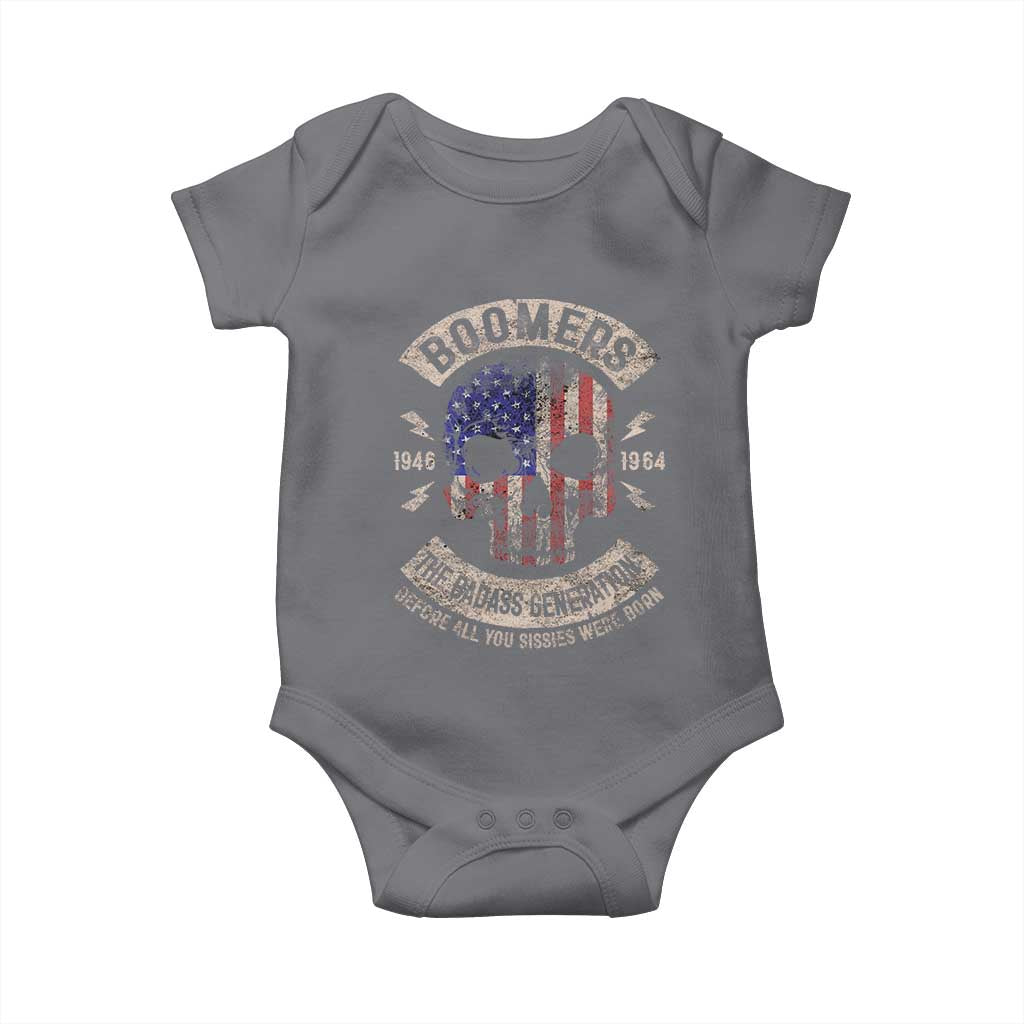 Boomers Generation Baby Onesie Before All You Sissie Were Born Skull USA Flag - Wonder Print Shop