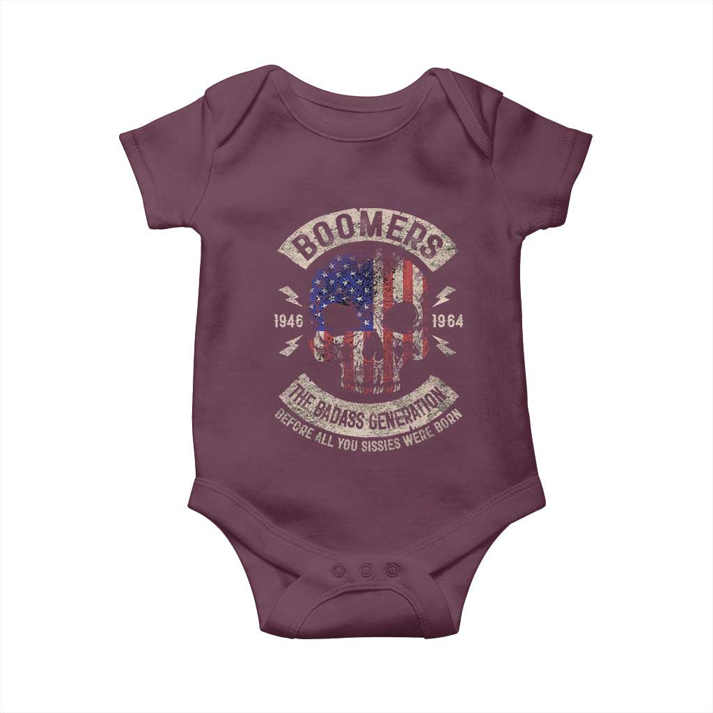 Boomers Generation Baby Onesie Before All You Sissie Were Born Skull USA Flag - Wonder Print Shop