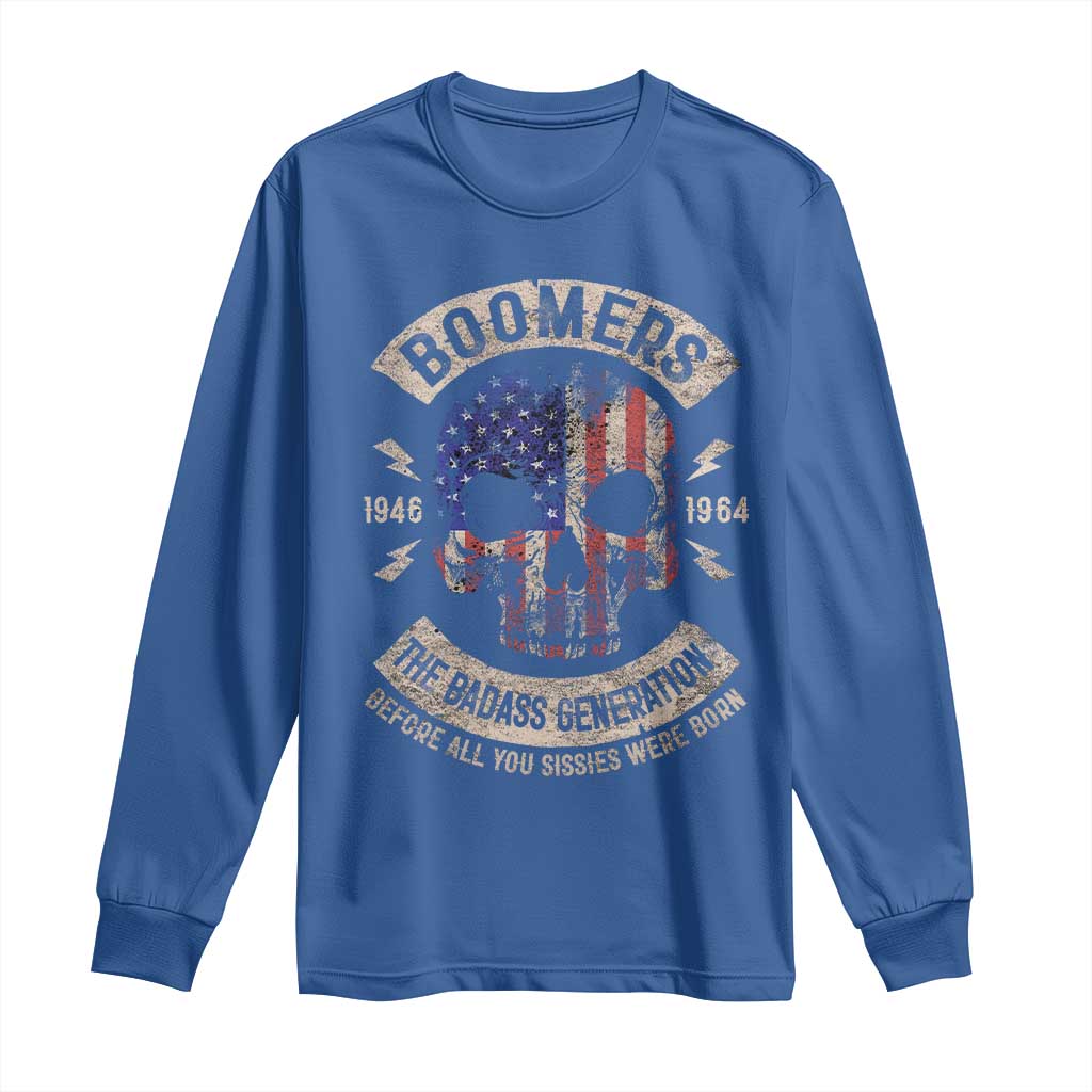 Boomers Generation Long Sleeve Shirt Before All You Sissie Were Born Skull USA Flag - Wonder Print Shop