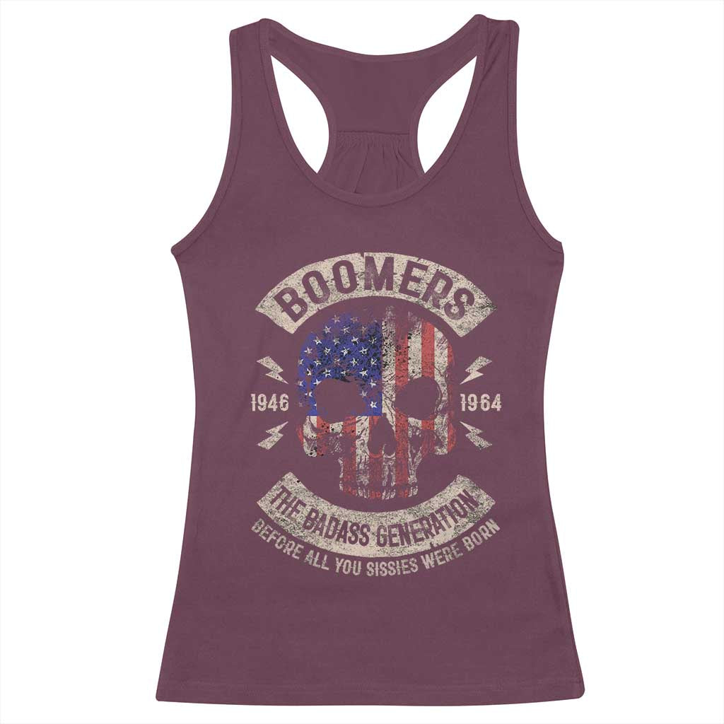 Boomers Generation Racerback Tank Top Before All You Sissie Were Born Skull USA Flag - Wonder Print Shop