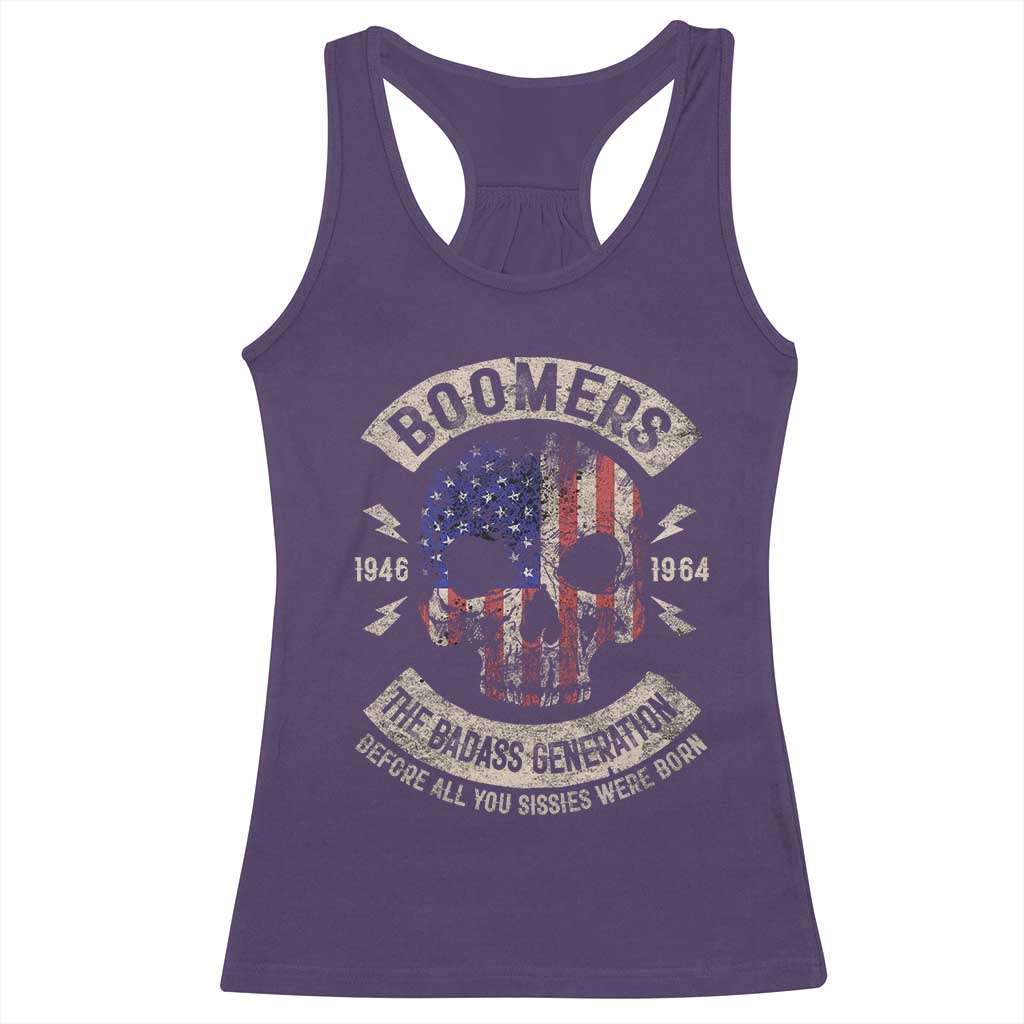 Boomers Generation Racerback Tank Top Before All You Sissie Were Born Skull USA Flag - Wonder Print Shop