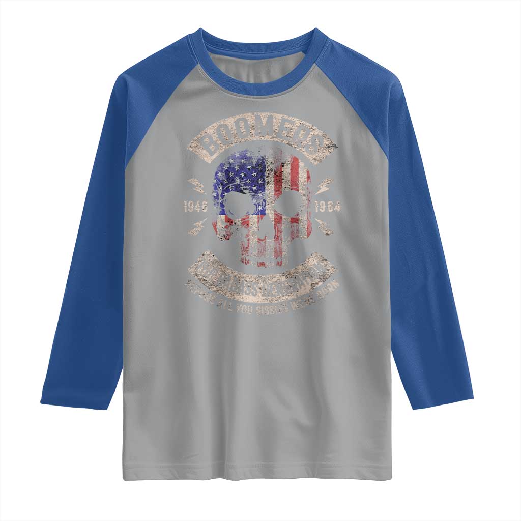 Boomers Generation Raglan Shirt Before All You Sissie Were Born Skull USA Flag - Wonder Print Shop