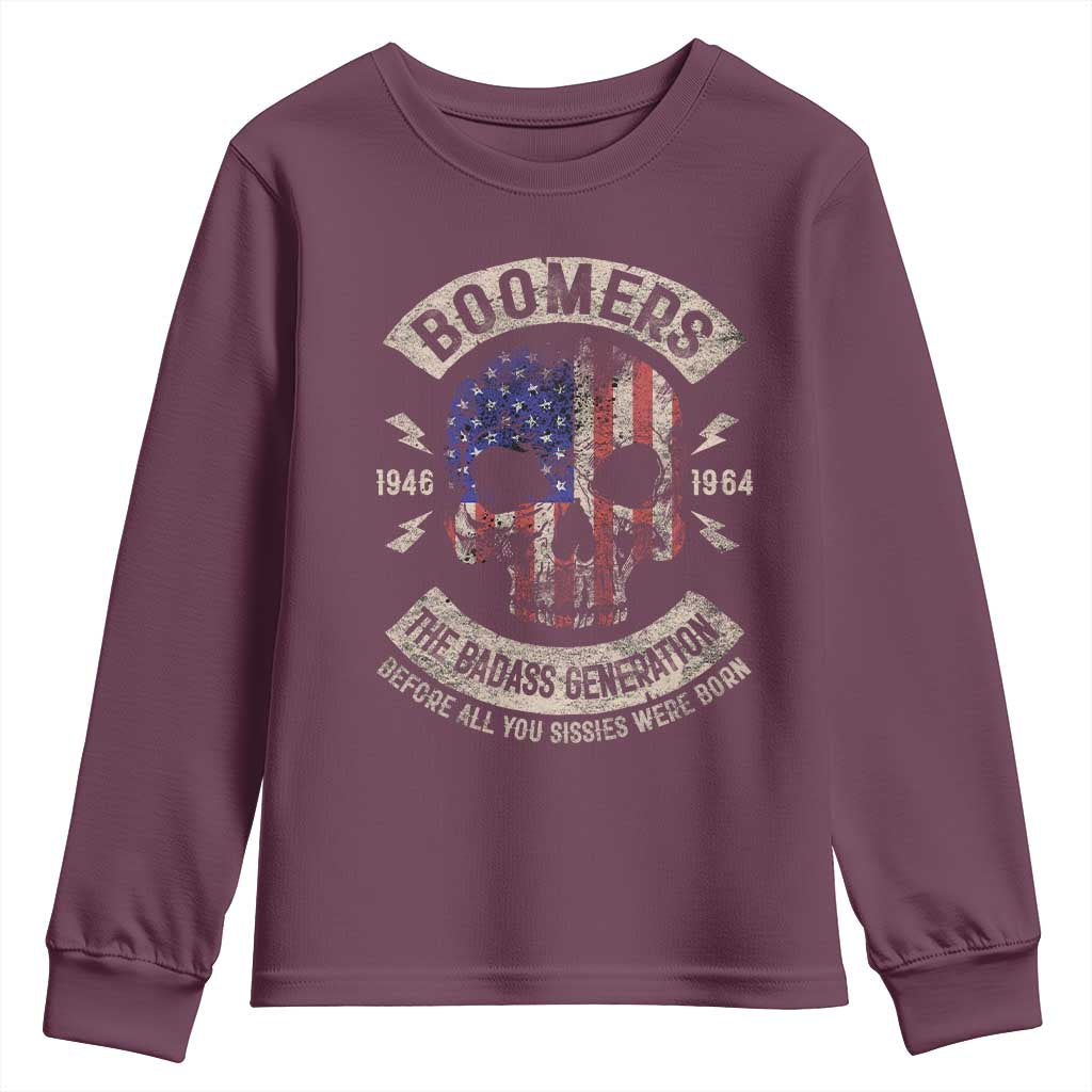 Boomers Generation Youth Sweatshirt Before All You Sissie Were Born Skull USA Flag - Wonder Print Shop
