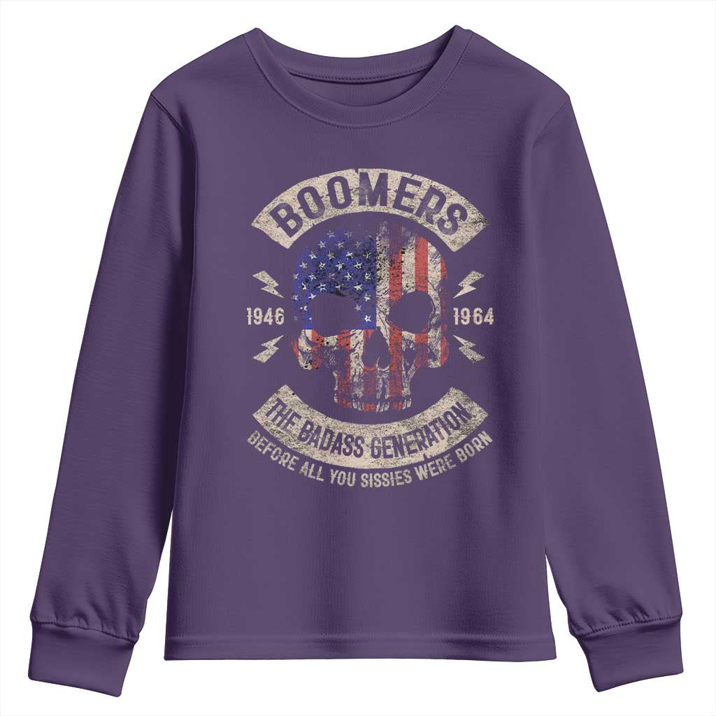 Boomers Generation Youth Sweatshirt Before All You Sissie Were Born Skull USA Flag - Wonder Print Shop