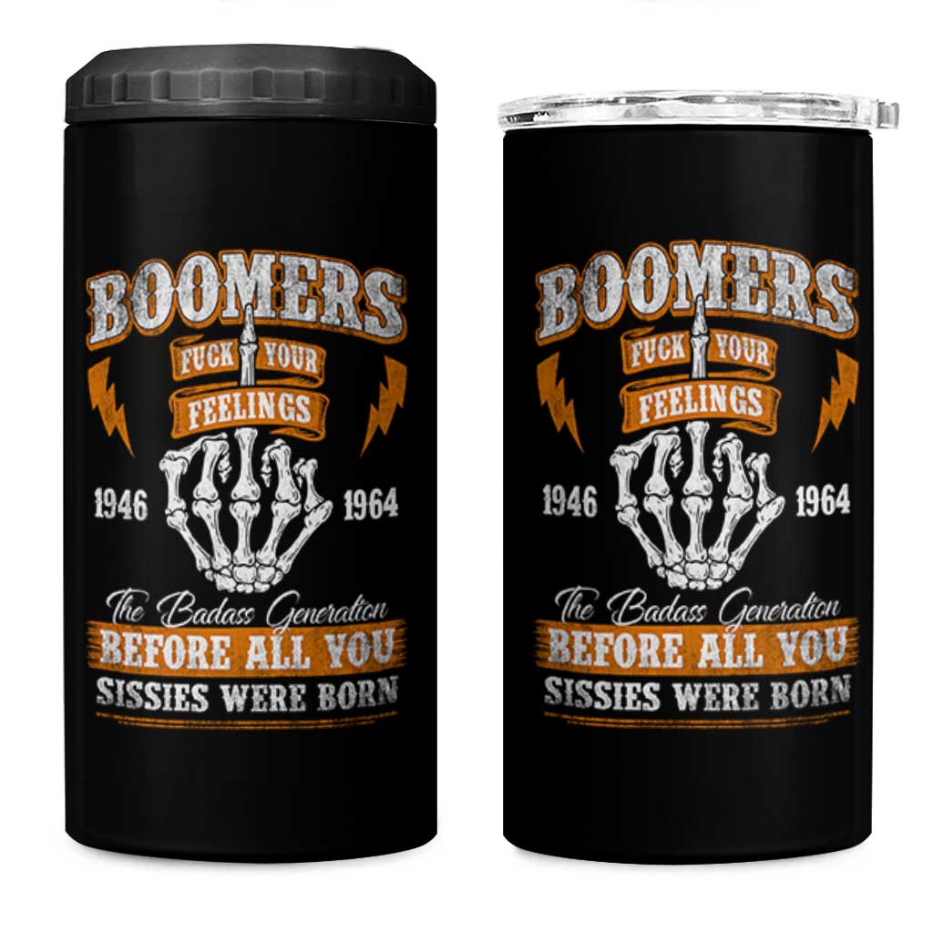 Vintage Boomers Generation 4 in 1 Can Cooler Tumbler Before All You Sissie Were Born Skeleton Hand - Wonder Print Shop
