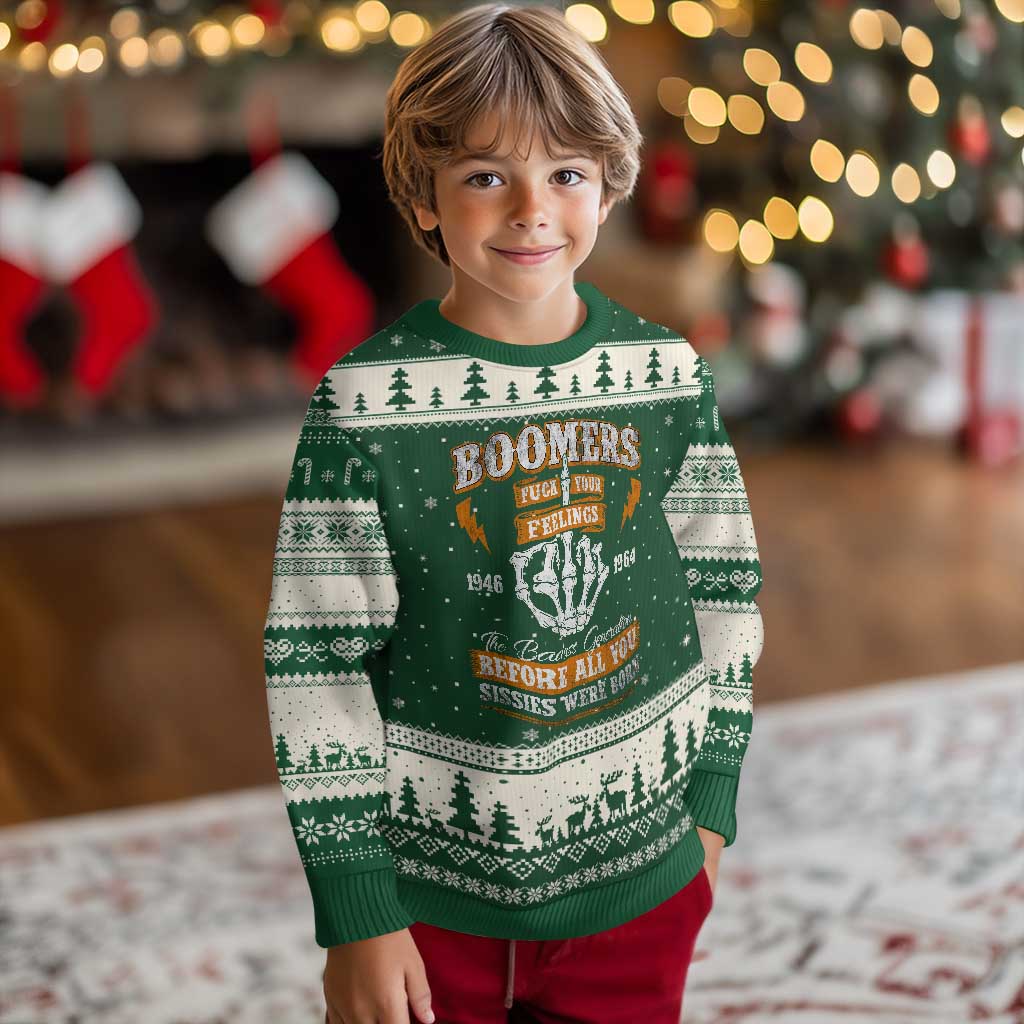 Vintage Boomers Generation Ugly Christmas Sweater Before All You Sissie Were Born Skeleton Hand - Wonder Print Shop