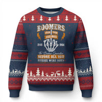 Vintage Boomers Generation Ugly Christmas Sweater Before All You Sissie Were Born Skeleton Hand - Wonder Print Shop