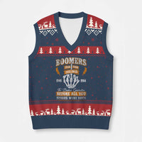 Vintage Boomers Generation V-Neck Knit Sweater Vest Before All You Sissie Were Born Skeleton Hand - Wonder Print Shop