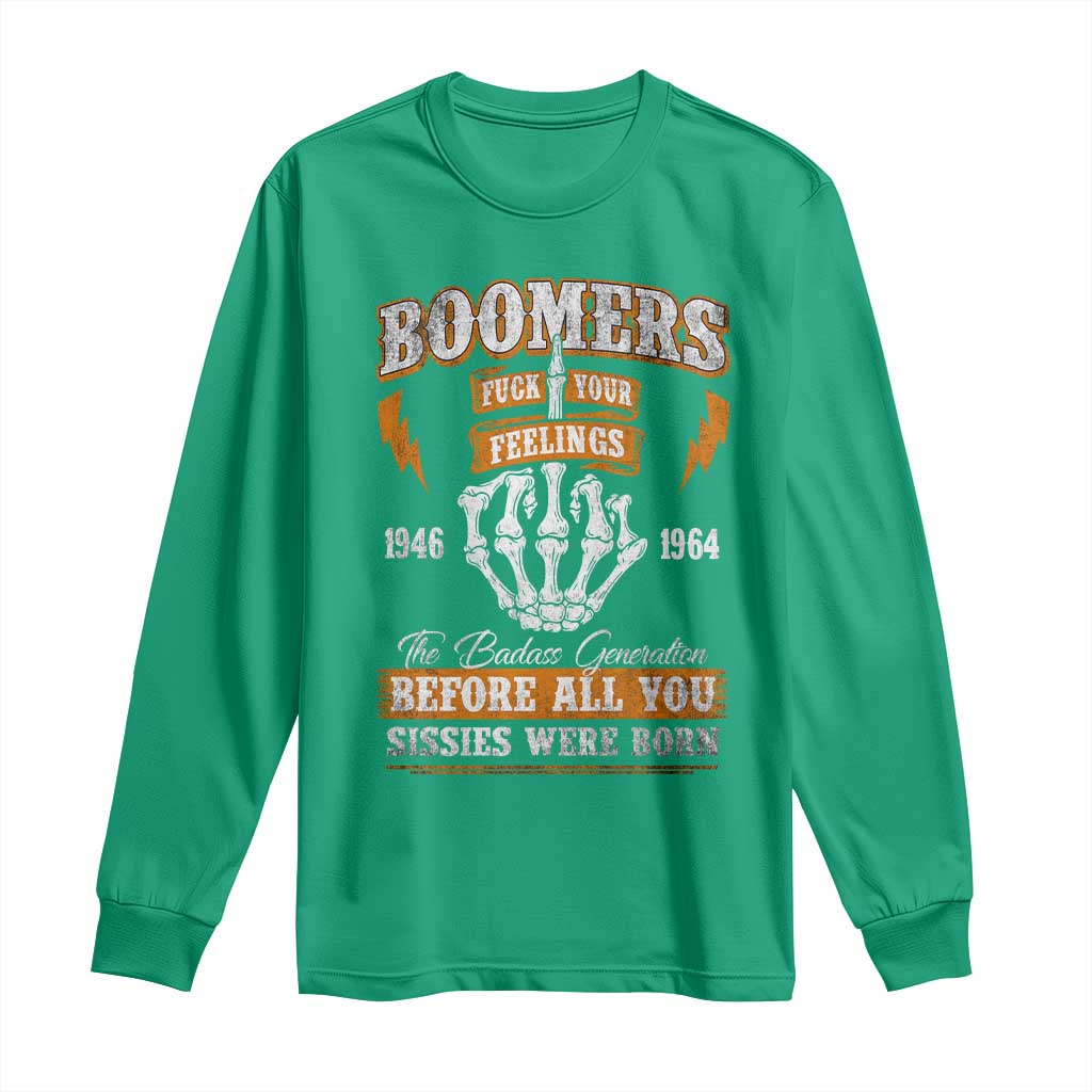Vintage Boomers Generation Long Sleeve Shirt Before All You Sissie Were Born Skeleton Hand - Wonder Print Shop
