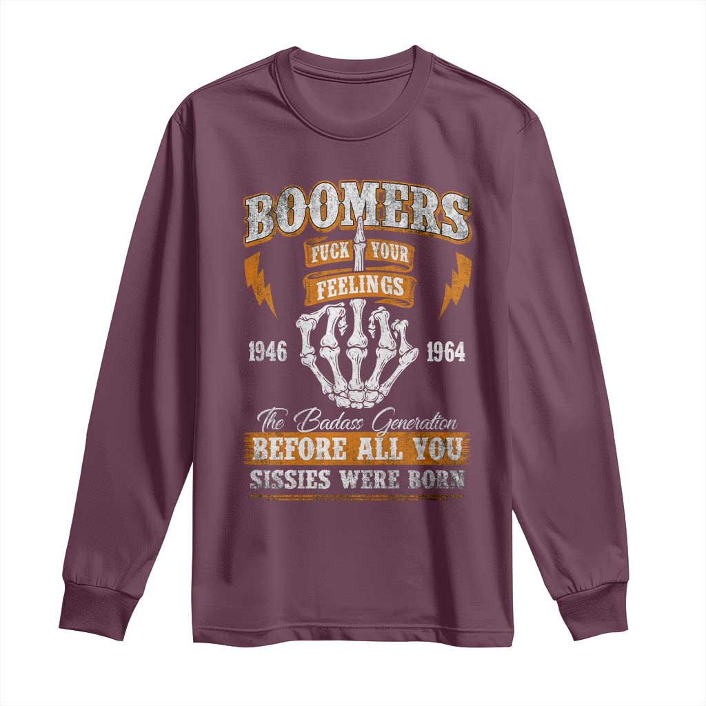 Vintage Boomers Generation Long Sleeve Shirt Before All You Sissie Were Born Skeleton Hand - Wonder Print Shop