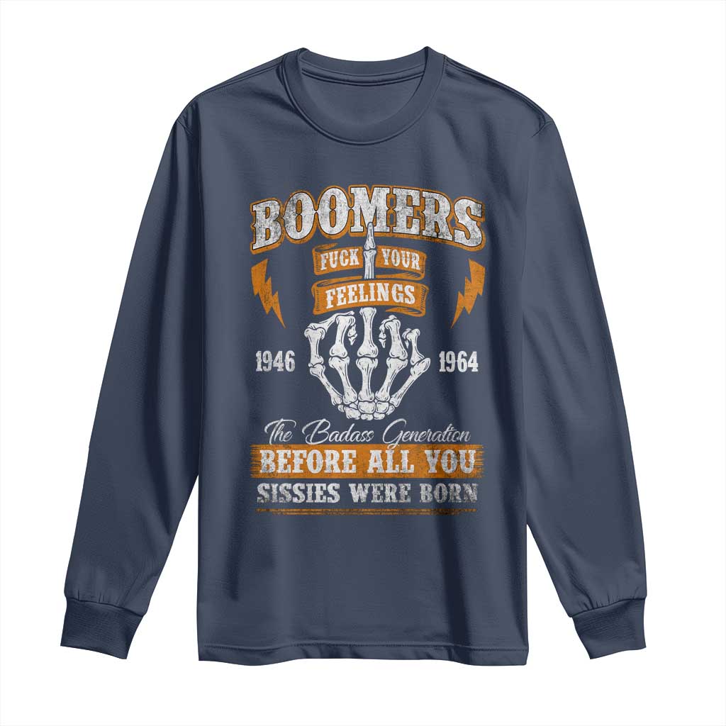 Vintage Boomers Generation Long Sleeve Shirt Before All You Sissie Were Born Skeleton Hand - Wonder Print Shop