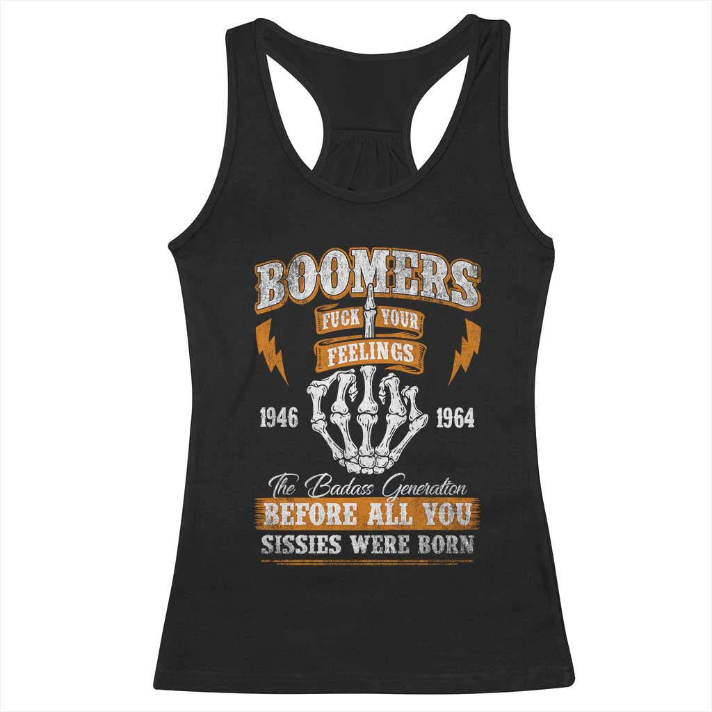 Vintage Boomers Generation Racerback Tank Top Before All You Sissie Were Born Skeleton Hand - Wonder Print Shop