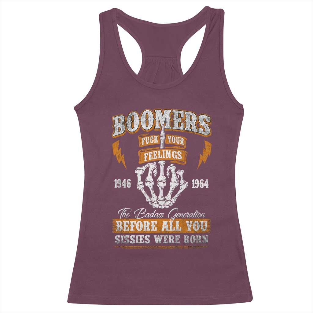 Vintage Boomers Generation Racerback Tank Top Before All You Sissie Were Born Skeleton Hand - Wonder Print Shop