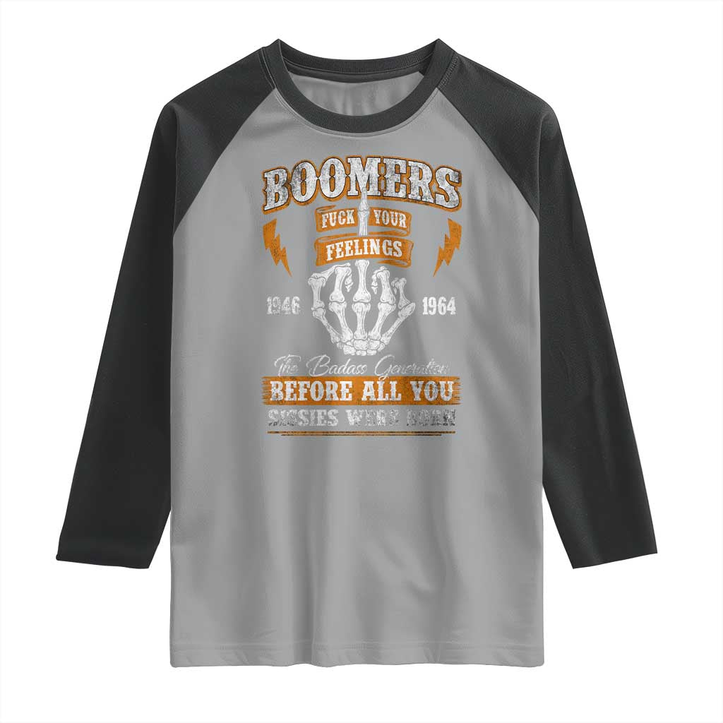 Vintage Boomers Generation Raglan Shirt Before All You Sissie Were Born Skeleton Hand - Wonder Print Shop
