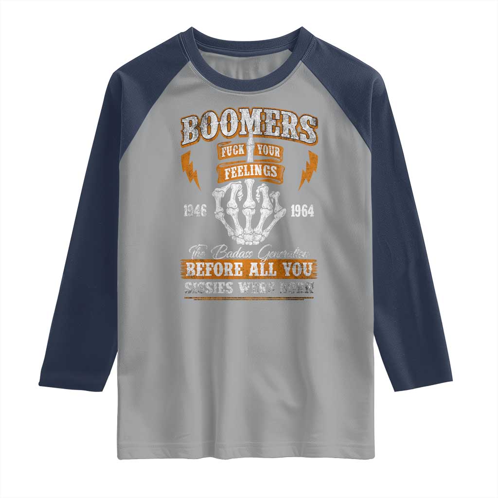 Vintage Boomers Generation Raglan Shirt Before All You Sissie Were Born Skeleton Hand - Wonder Print Shop