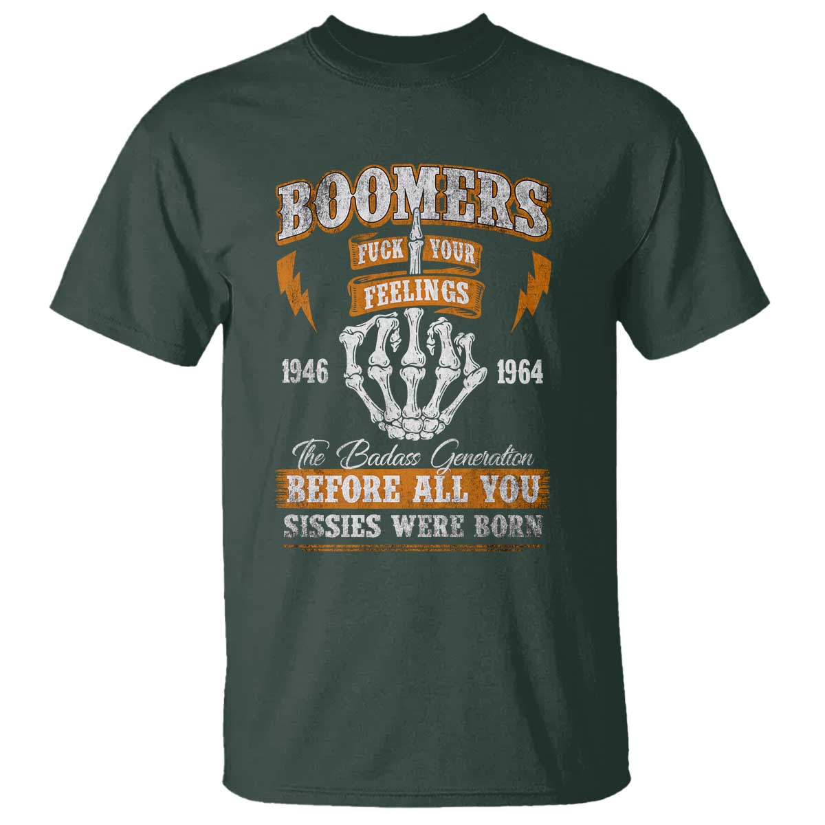 Vintage Boomers Generation T Shirt Before All You Sissie Were Born Skeleton Hand - Wonder Print Shop