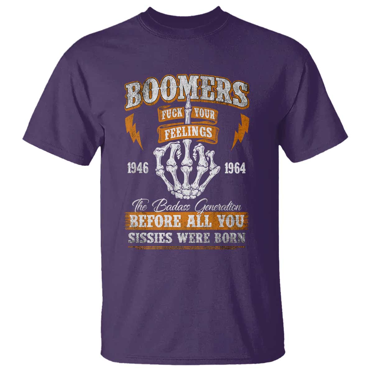 Vintage Boomers Generation T Shirt Before All You Sissie Were Born Skeleton Hand - Wonder Print Shop