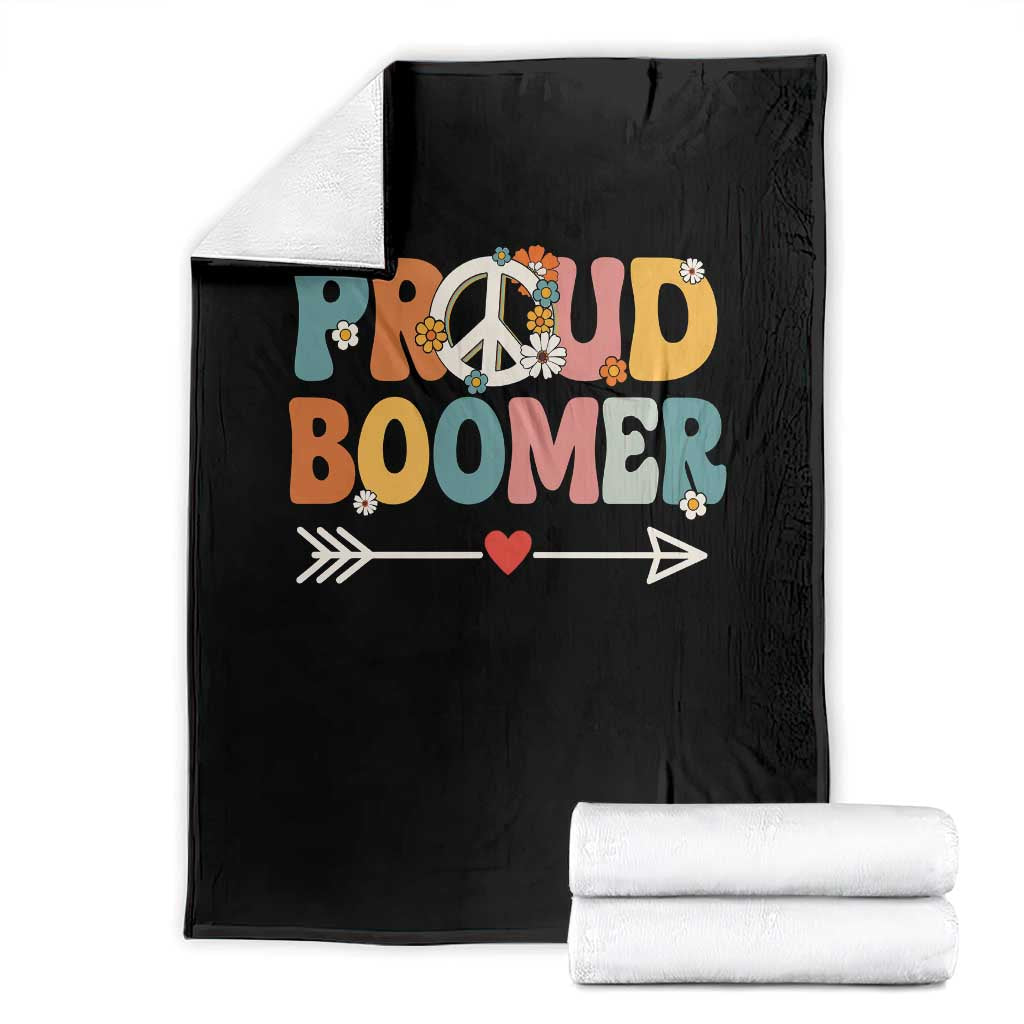 Proud Boomer Throw Blanket Boomers Generation Peace Sign Hippie 50s 60s - Wonder Print Shop