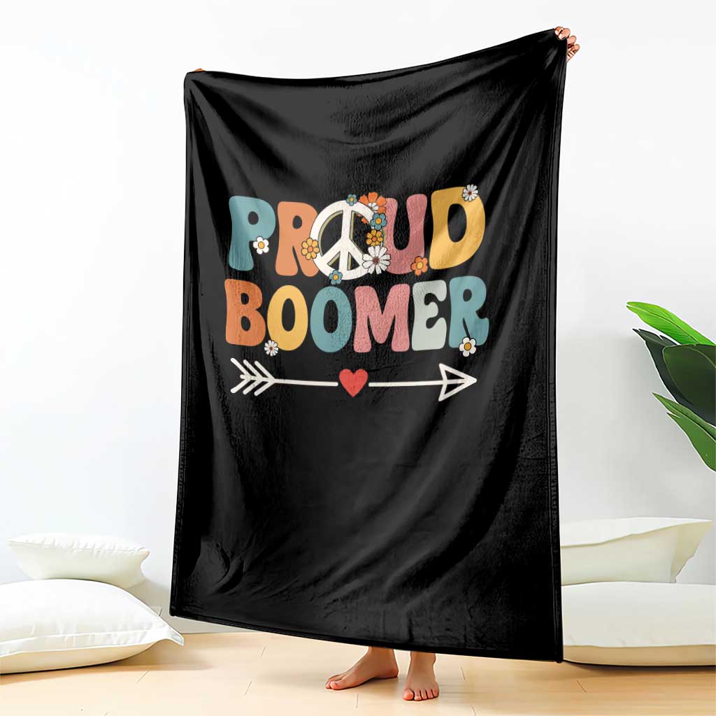 Proud Boomer Throw Blanket Boomers Generation Peace Sign Hippie 50s 60s - Wonder Print Shop