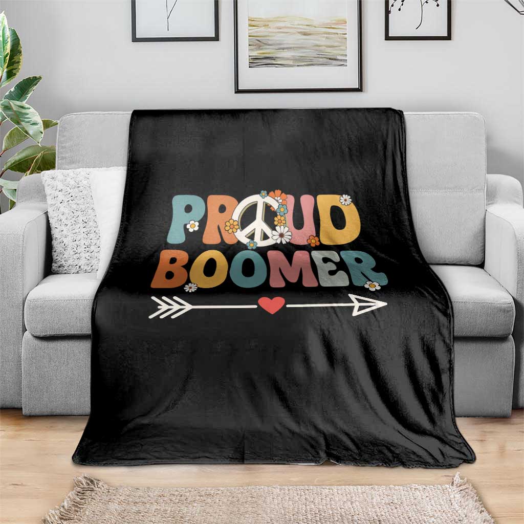Proud Boomer Throw Blanket Boomers Generation Peace Sign Hippie 50s 60s - Wonder Print Shop