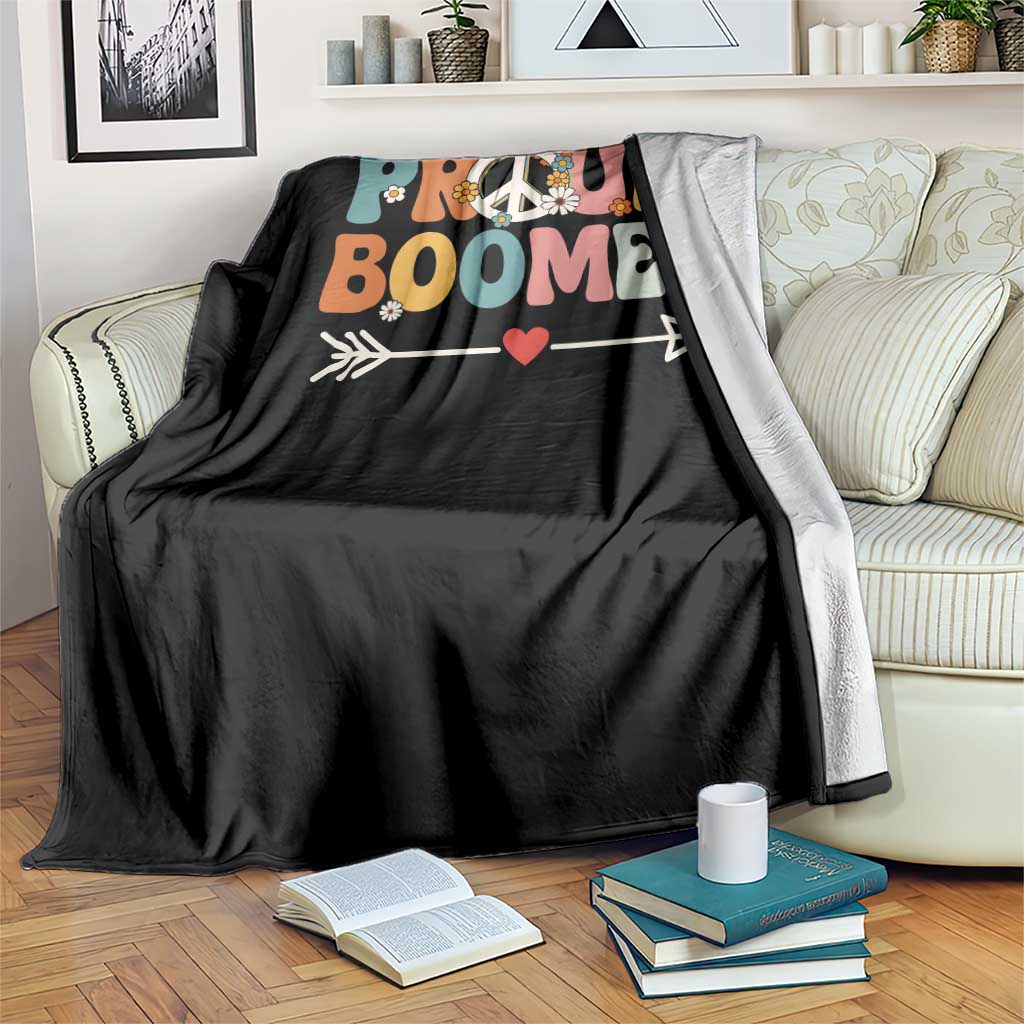 Proud Boomer Throw Blanket Boomers Generation Peace Sign Hippie 50s 60s - Wonder Print Shop