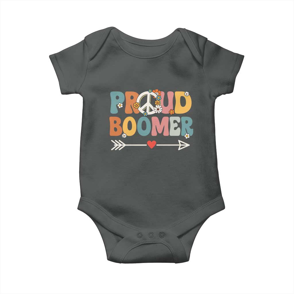 Proud Boomer Baby Onesie Boomers Generation Peace Sign Hippie 50s 60s - Wonder Print Shop