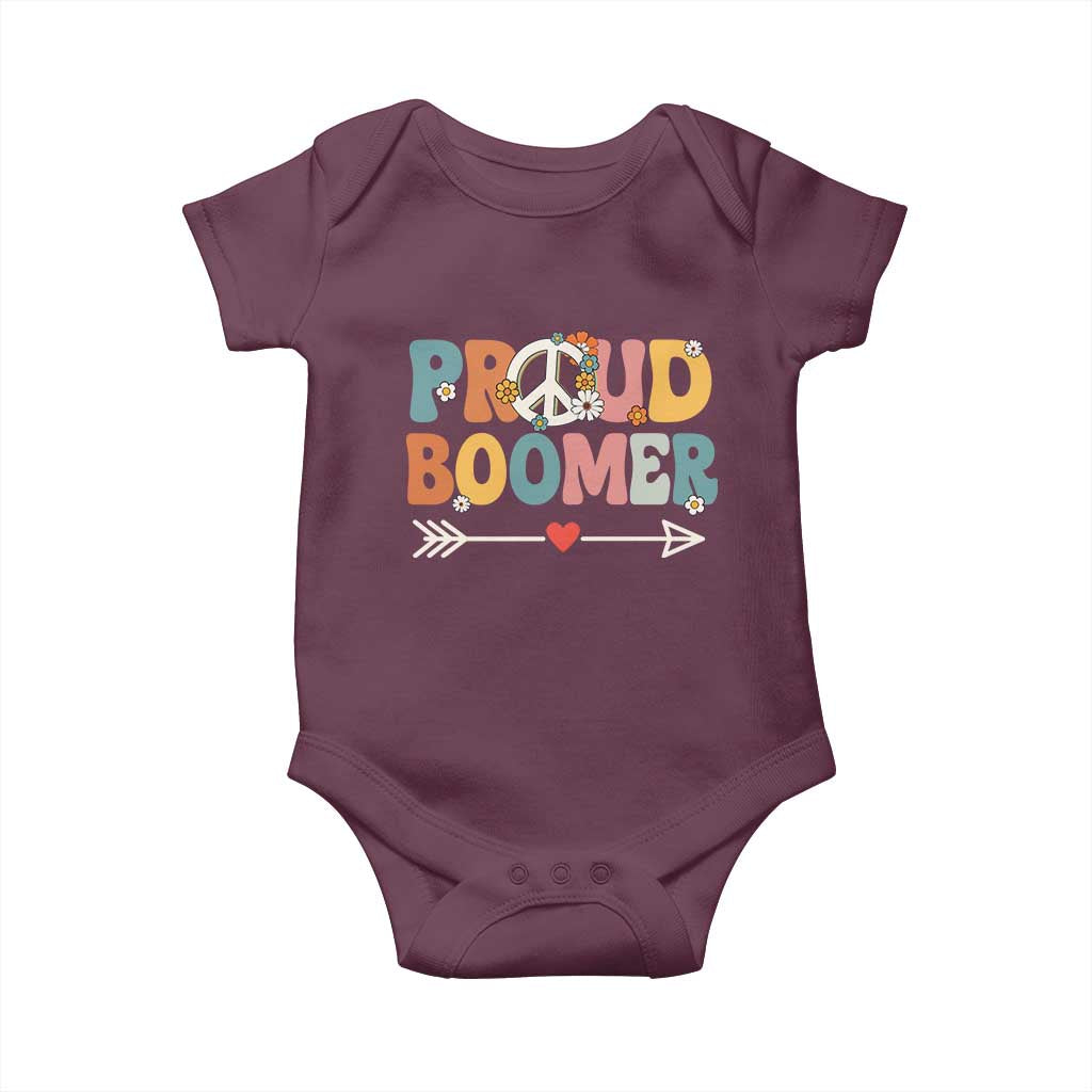 Proud Boomer Baby Onesie Boomers Generation Peace Sign Hippie 50s 60s - Wonder Print Shop
