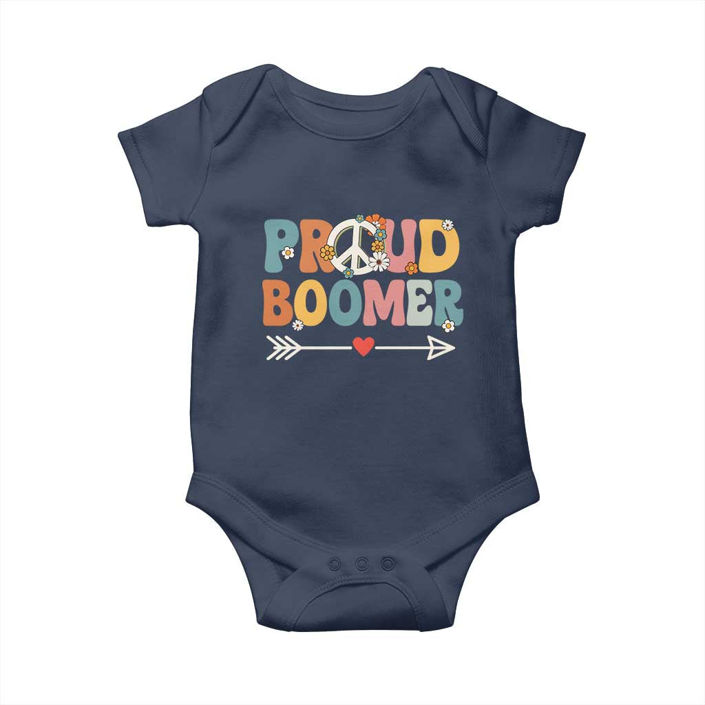 Proud Boomer Baby Onesie Boomers Generation Peace Sign Hippie 50s 60s - Wonder Print Shop