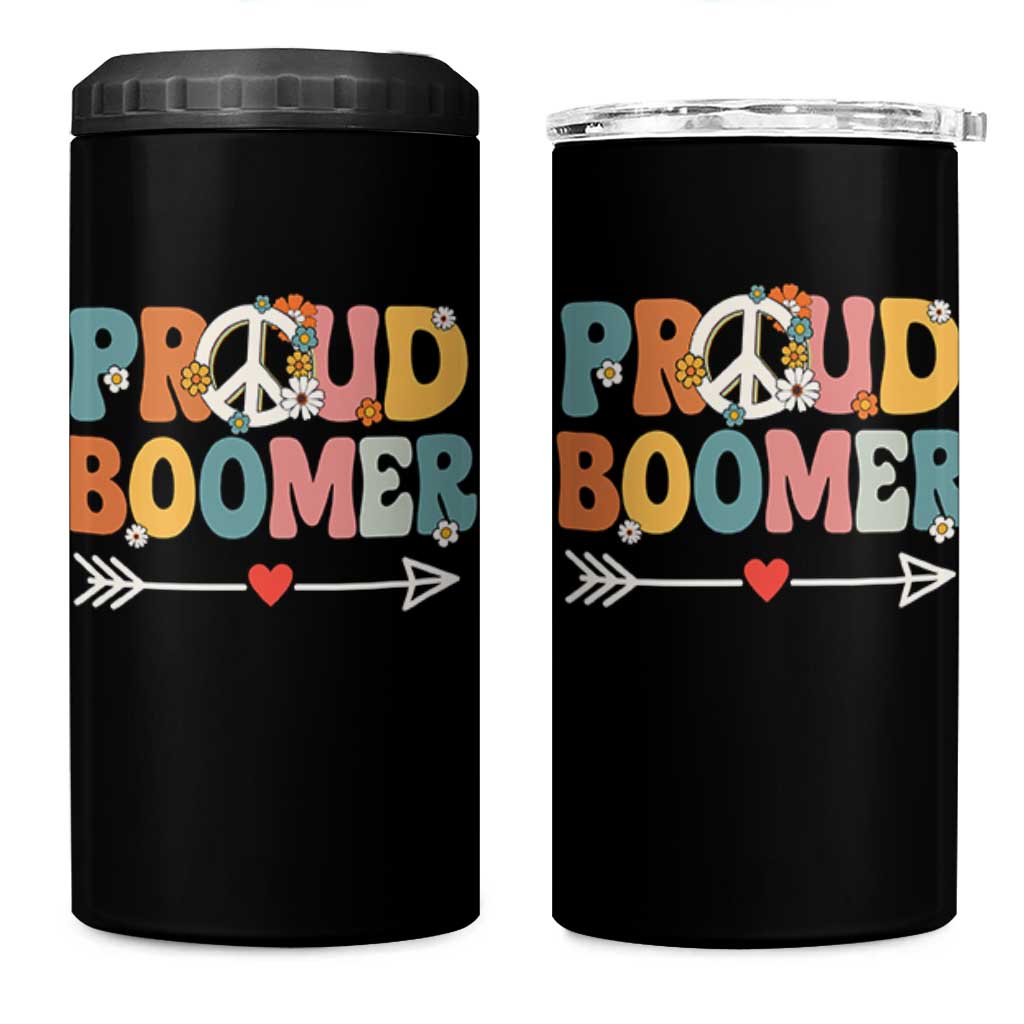 Proud Boomer 4 in 1 Can Cooler Tumbler Boomers Generation Peace Sign Hippie 50s 60s - Wonder Print Shop