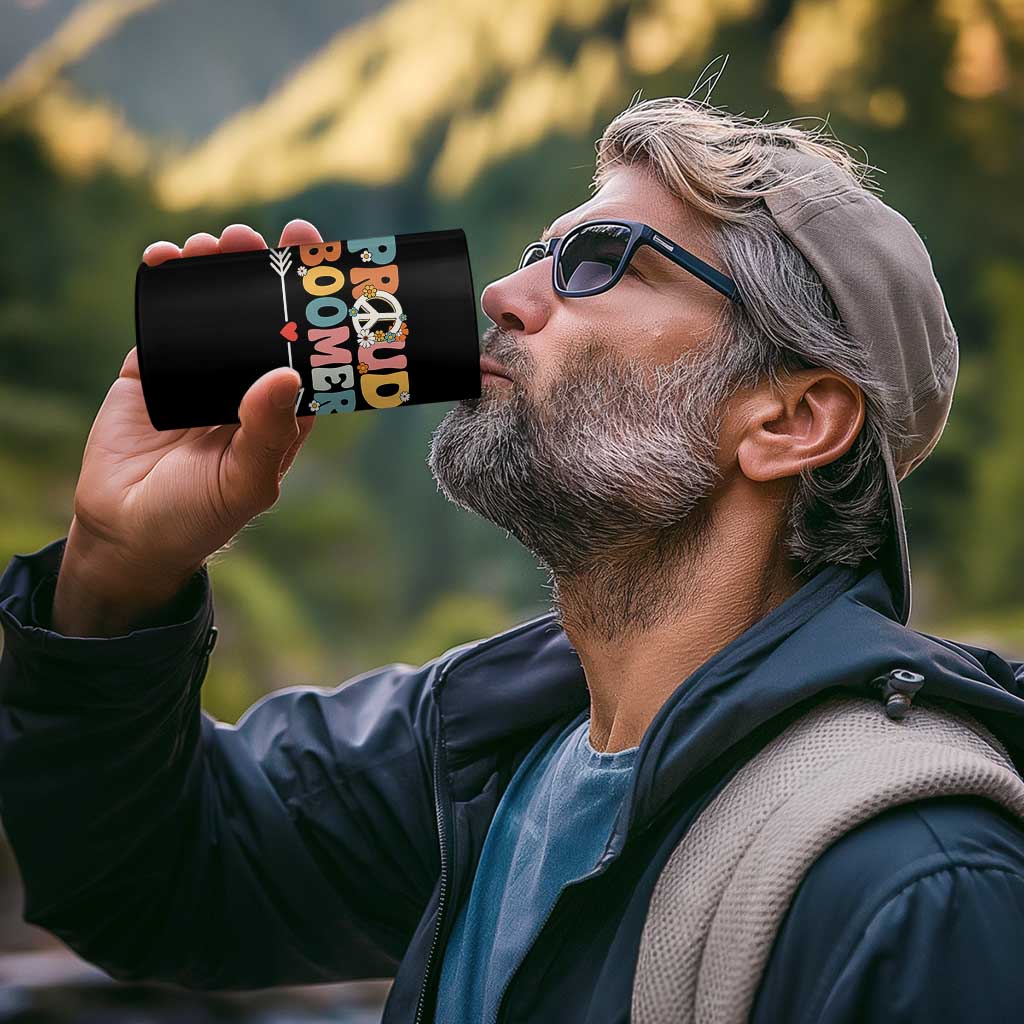 Proud Boomer 4 in 1 Can Cooler Tumbler Boomers Generation Peace Sign Hippie 50s 60s - Wonder Print Shop