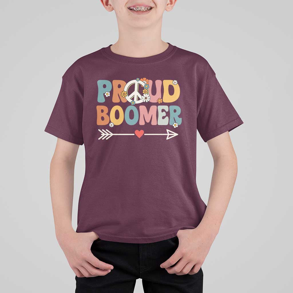 Proud Boomer T Shirt For Kid Boomers Generation Peace Sign Hippie 50s 60s - Wonder Print Shop