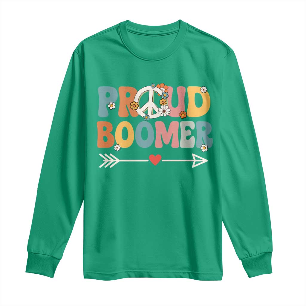 Proud Boomer Long Sleeve Shirt Boomers Generation Peace Sign Hippie 50s 60s - Wonder Print Shop