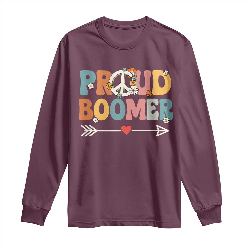 Proud Boomer Long Sleeve Shirt Boomers Generation Peace Sign Hippie 50s 60s - Wonder Print Shop