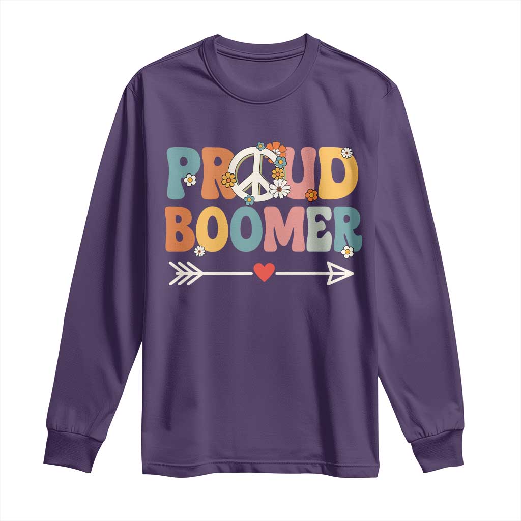 Proud Boomer Long Sleeve Shirt Boomers Generation Peace Sign Hippie 50s 60s - Wonder Print Shop