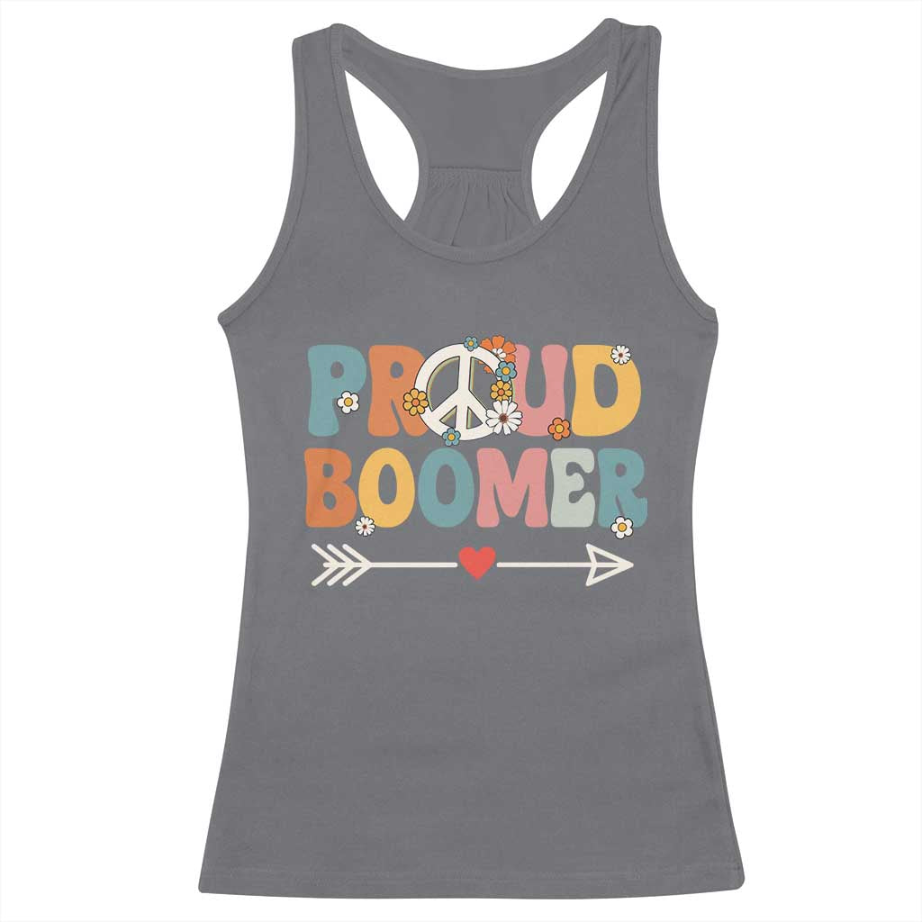 Proud Boomer Racerback Tank Top Boomers Generation Peace Sign Hippie 50s 60s - Wonder Print Shop
