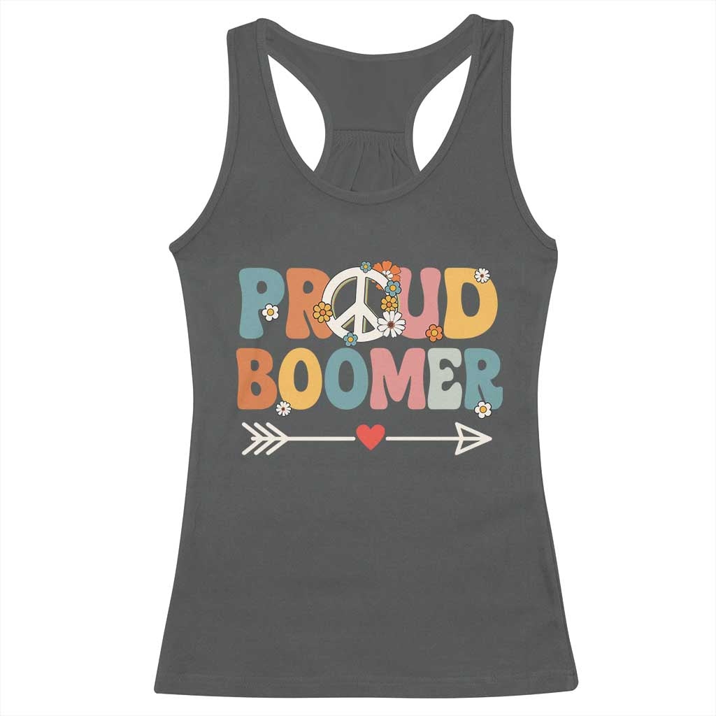 Proud Boomer Racerback Tank Top Boomers Generation Peace Sign Hippie 50s 60s - Wonder Print Shop