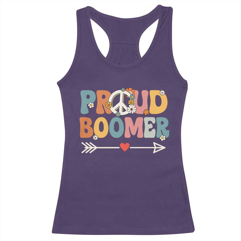 Proud Boomer Racerback Tank Top Boomers Generation Peace Sign Hippie 50s 60s - Wonder Print Shop