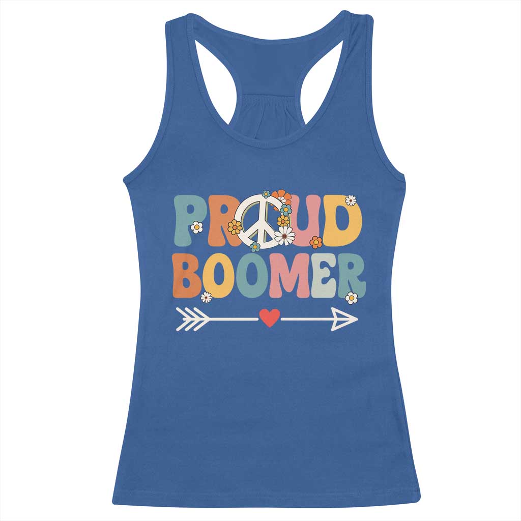 Proud Boomer Racerback Tank Top Boomers Generation Peace Sign Hippie 50s 60s - Wonder Print Shop