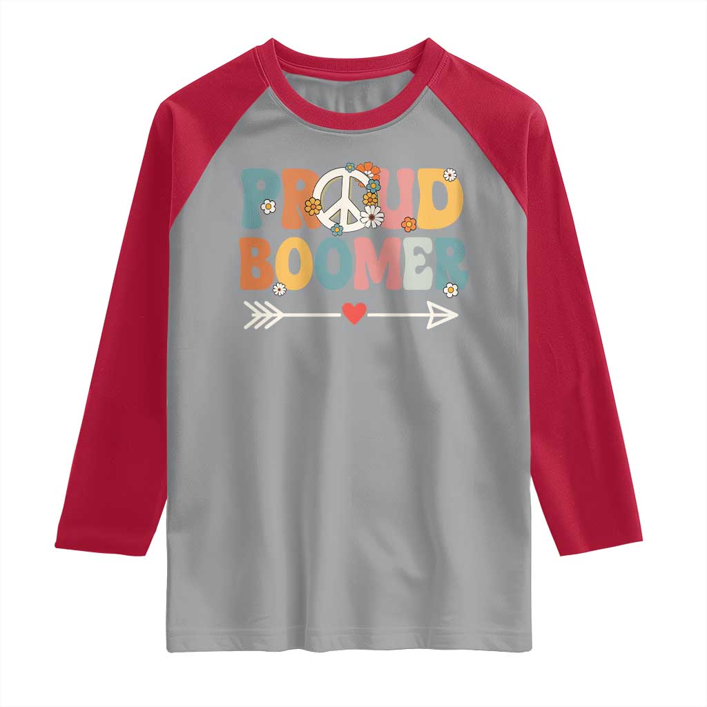 Proud Boomer Raglan Shirt Boomers Generation Peace Sign Hippie 50s 60s - Wonder Print Shop